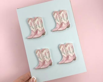 Pink Cowboy Boot Cupcake Toppers