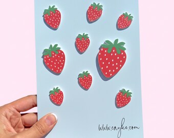 Printed Acrylic Strawberry Cake Charms Decoration