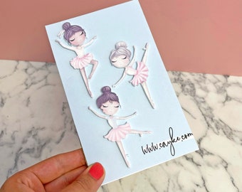 Printed Acrylic Ballerina Charm Set Decoration Pack Of 3