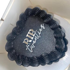 RIP Twenties Cake Charm | Acrylic | Rustic Wood | Various Colours image 6