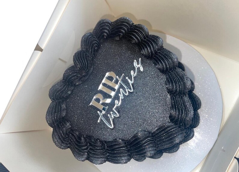 RIP Twenties Cake Charm | Acrylic | Rustic Wood | Various Colours image 6