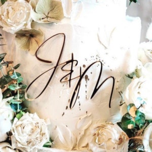 Personalised Acrylic Double Initial Wedding Decoration Cake Charm Set