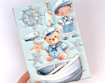 Printed Acrylic Sailor Cake Charm Decoration Set