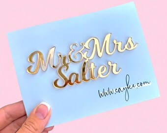 Personalised Wedding Cake Charm | Various Colours | Acrylic | Rustic Wood