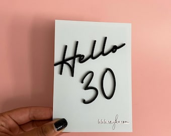 Hello Any Age Cake Charm | Birthday | Acrylic | Wood | Personalised