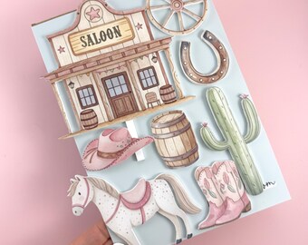 Printed Acrylic Cowboy/Western Theme Cake Charm Set Decoration | Cow Boy | Western | Texas | Country | Personalised sign