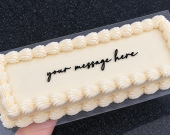 Any Wording One lLine Cake Charm  | Oblong Cake | Various Colours | Acrylic | Rustic Wood