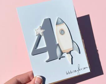 Rocket/Space Themed Age Cake Charm