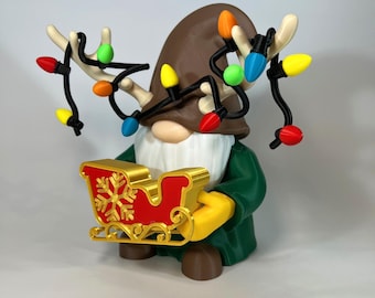 Build-a-Gnome Christmas Add-On STL Bundle – Reindeer Antlers, Sleigh, String Lights (Digital DOWNLOAD) - Commercial License Included- No AMS