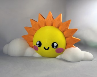 STL Kawaii Sun and Clouds Shelf Sitter - No AMS - Commercial License (DIGITAL File Only)