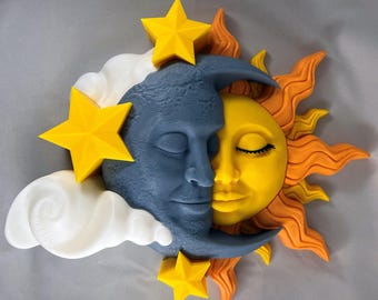 STL Sun and Moon Celestial Art - No AMS - Commercial License (DIGITAL File Only)