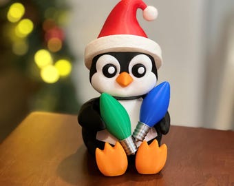 STL ファイル - クリスマス電球付きクリスマスペンギンデコレーション（デジタルダウンロードのみ）