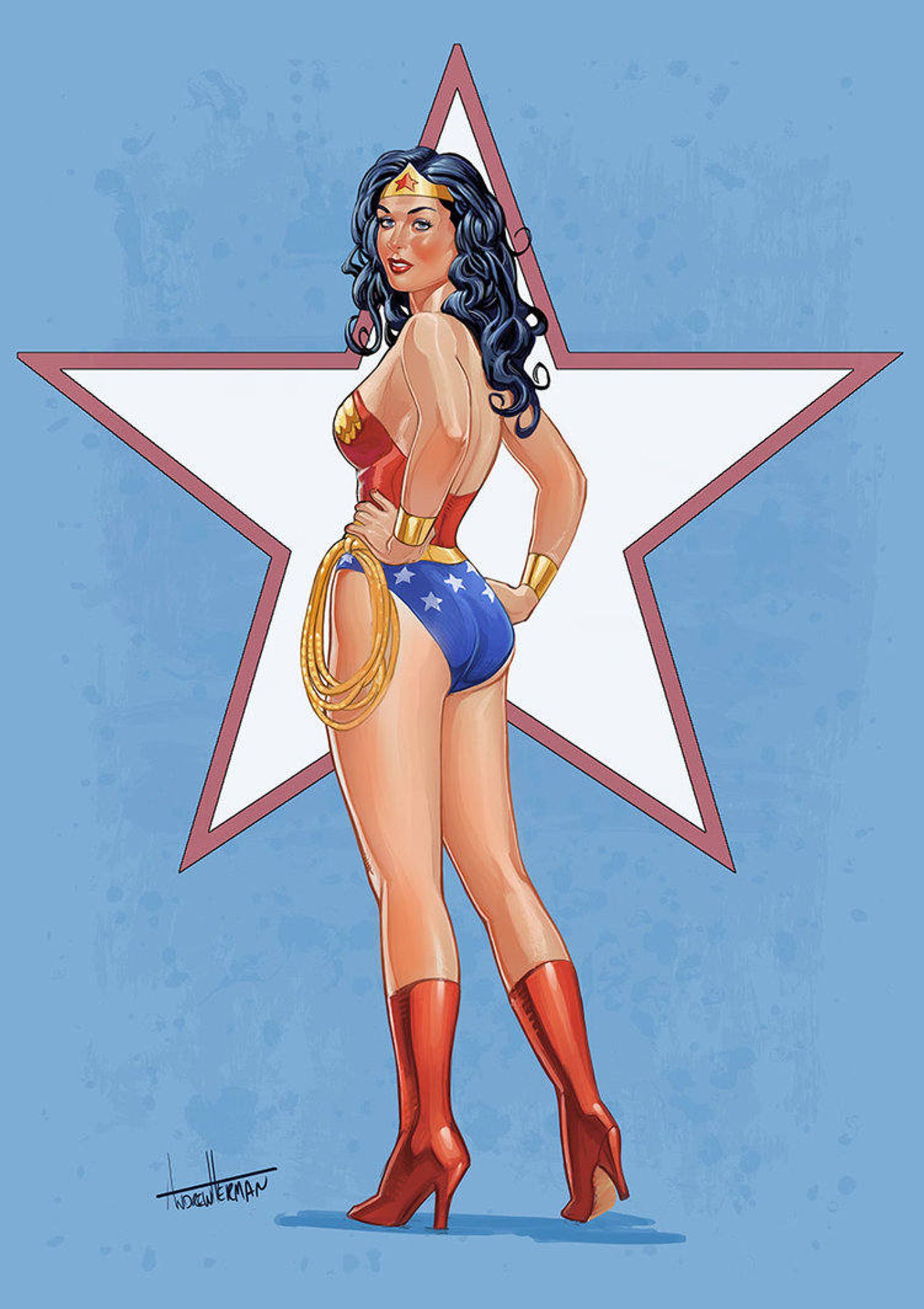 Wonder Woman Retro Pin Up Poster Etsy 