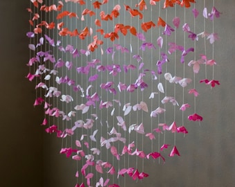 Paper Flower Garland: Coral, Lilac and Hot Pink