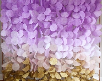 Purple and Gold Ombre Paper Circle Garland Backdrop