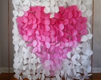 Pink Ombré Heart Paper Garland Backdrop