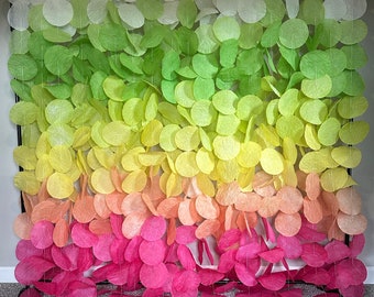 Lime Green, Yellow, and Hot Pink Ombre Paper Circle Garland Backdrop
