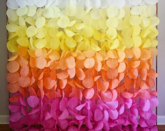 Yellow, Orange, and Pink Ombre Backdrop| Birthday Party Decor | Photo Booth Backdrop