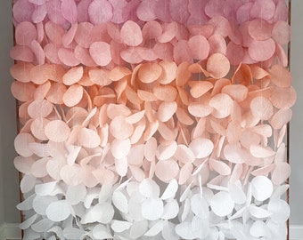 Sfondo con ghirlanda di carta rosa e pesca sfumata, decorazioni personalizzate per eventi, photo booth, addio al nubilato, baby shower, festa della mamma, decorazioni per matrimoni