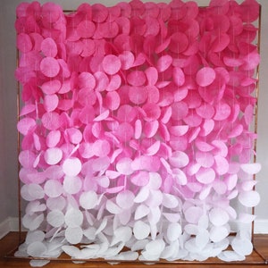 Hot Pink Ombré Paper Circle Garland Backdrop, Custom Event Decor, DIY Photobooth, Bachelorette, Baby Shower, Valentine&#39;s Day Party