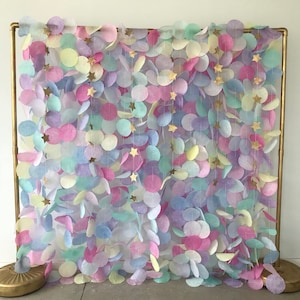 Unicorn Pastels Paper Circle Garland Backdrop, Custom Event Decor, DIY Photobooth Baby Shower, Wall Art Display, Unique Kids Party, Rainbow