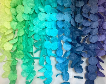 Green and Blue Rainbow Original Paper Circle Garland