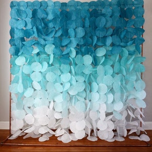 Teal & Sea Foam Paper Circle Garland Backdrop, Custom Event Decor, Photobooth, Bridal Shower, Baby Shower, Wall Art Display, Unique Wedding