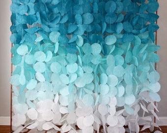 The Original Paper Circle Garland: Teal and Sea Foam Ombre