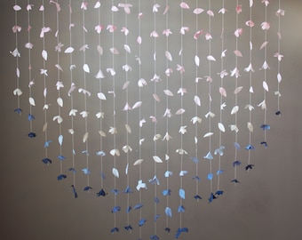 Paper Flower Garland: Blush-Cream-Navy Ombre