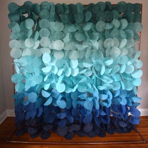 Grün bis Blau Ombre Papierkreis Girlande Hintergrund, benutzerdefinierte Event Decor, DIY Photobooth, Babyparty, unter dem Meer Thema, Kinderparty