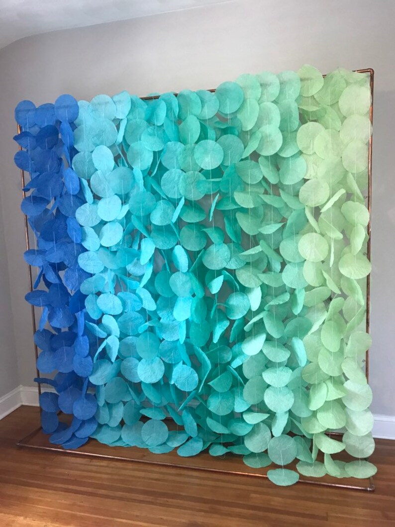 The Original Paper Circle Garland: Blue and Green Rainbow Ombré image 2