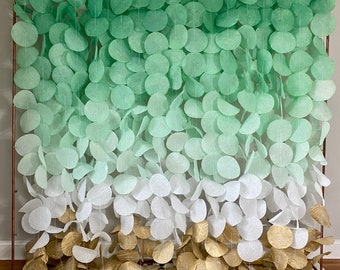 Green and Gold Ombre Paper Circle Garland Backdrop