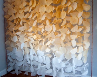 Mustard Yellow Ombre Paper Circle Garland Backdrop: Hand Dyed Event Decor