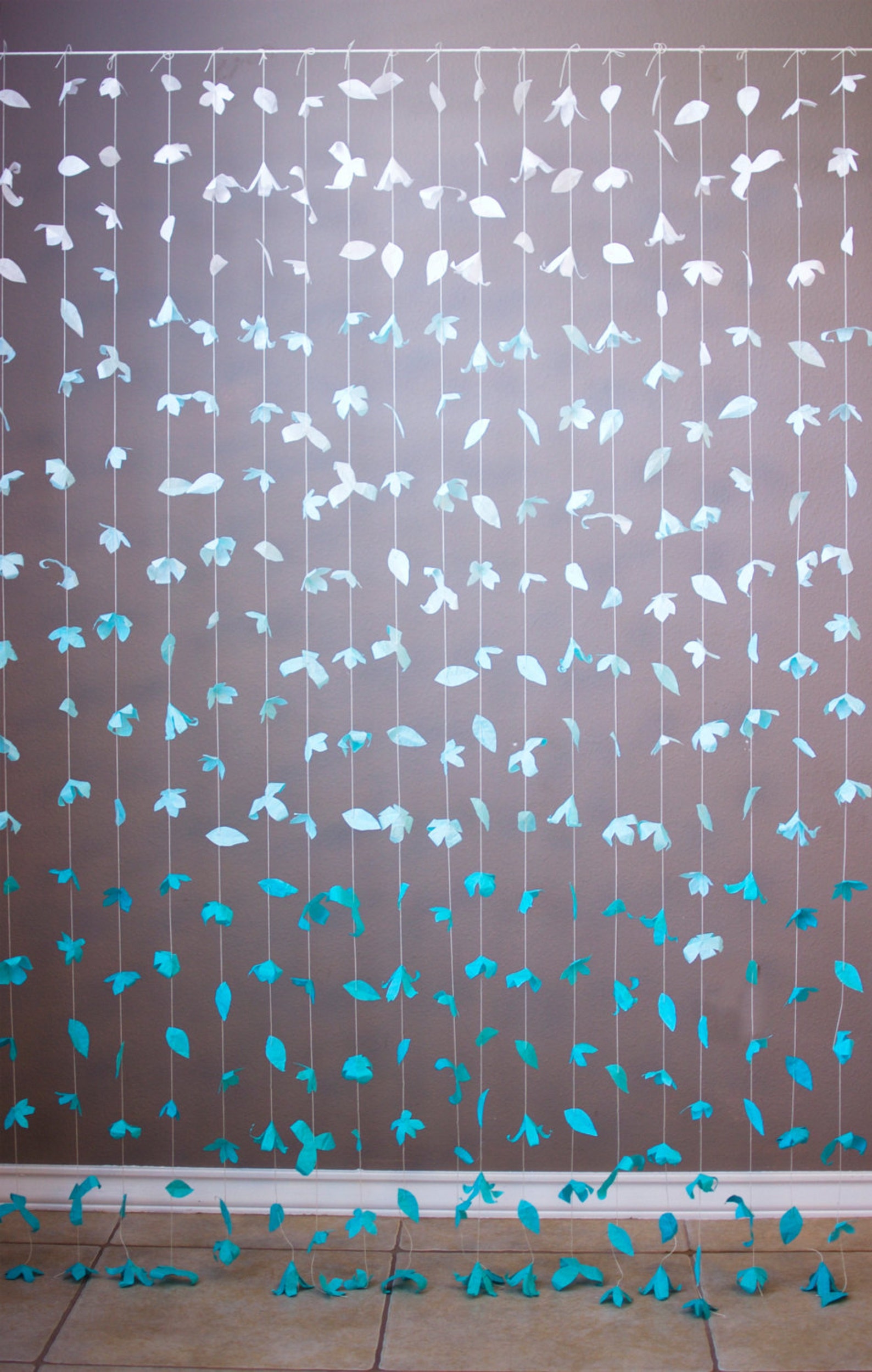 Paper Flower Garland Turquoise Ombre - Etsy
