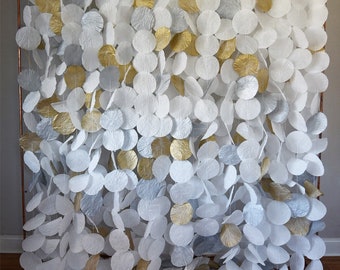 Gold, Silver, and White Original Paper Circle Garland Backdrop