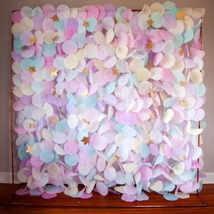 Guirnalda circular de papel con unicornios pasteles, fondo personalizado para eventos, fotomatón, baby shower, ideas para fiestas infantiles, temática arcoíris.