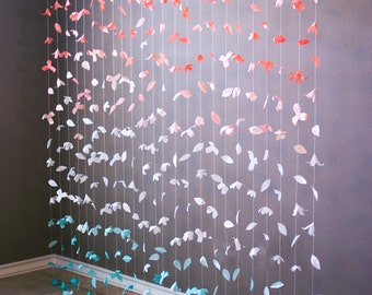 Paper Flower Garland: Coral, Peach, and Aqua Ombre