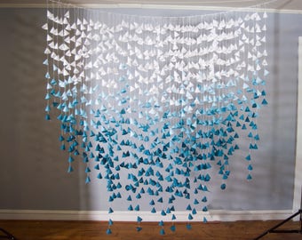 Paper Cone Garland: Teal Ombre