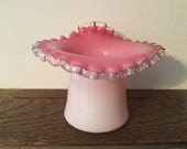 FENTON SILVERCREST Pink and White Top Hat Vase Milk Glass Fenton Vase