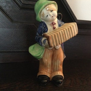 Vintage JAPAN CONCERTINA BOY   Japan Marked 7 Inch Figurine of Boy Playing Concertina