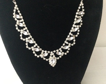 SALE***Vintage RHINESTONE NECKLACE    Prom Jewelry  Claire’s Middle Pale Blues