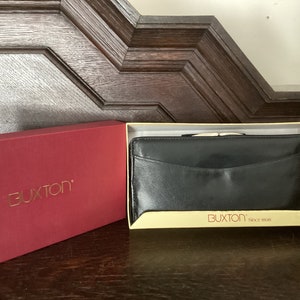 Venta***BILLETERO/Clutch BUXTON Vintage DE CUERO NEGRO Caja original Muchos compartimentos y muy buen estado vintage