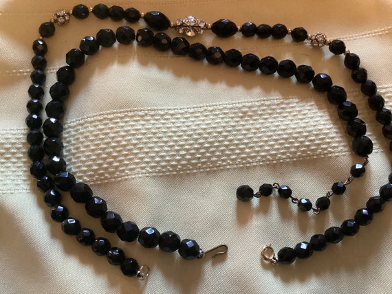 Set of 2 BLACK Faceted GLASS Bead NECKLACES   Not… - image 2