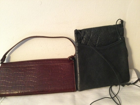 2 Vintage PURSES For One Price  Navy LEATHER Cros… - image 1