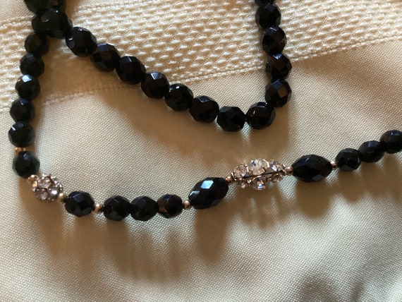 Set of 2 BLACK Faceted GLASS Bead NECKLACES   Not… - image 6