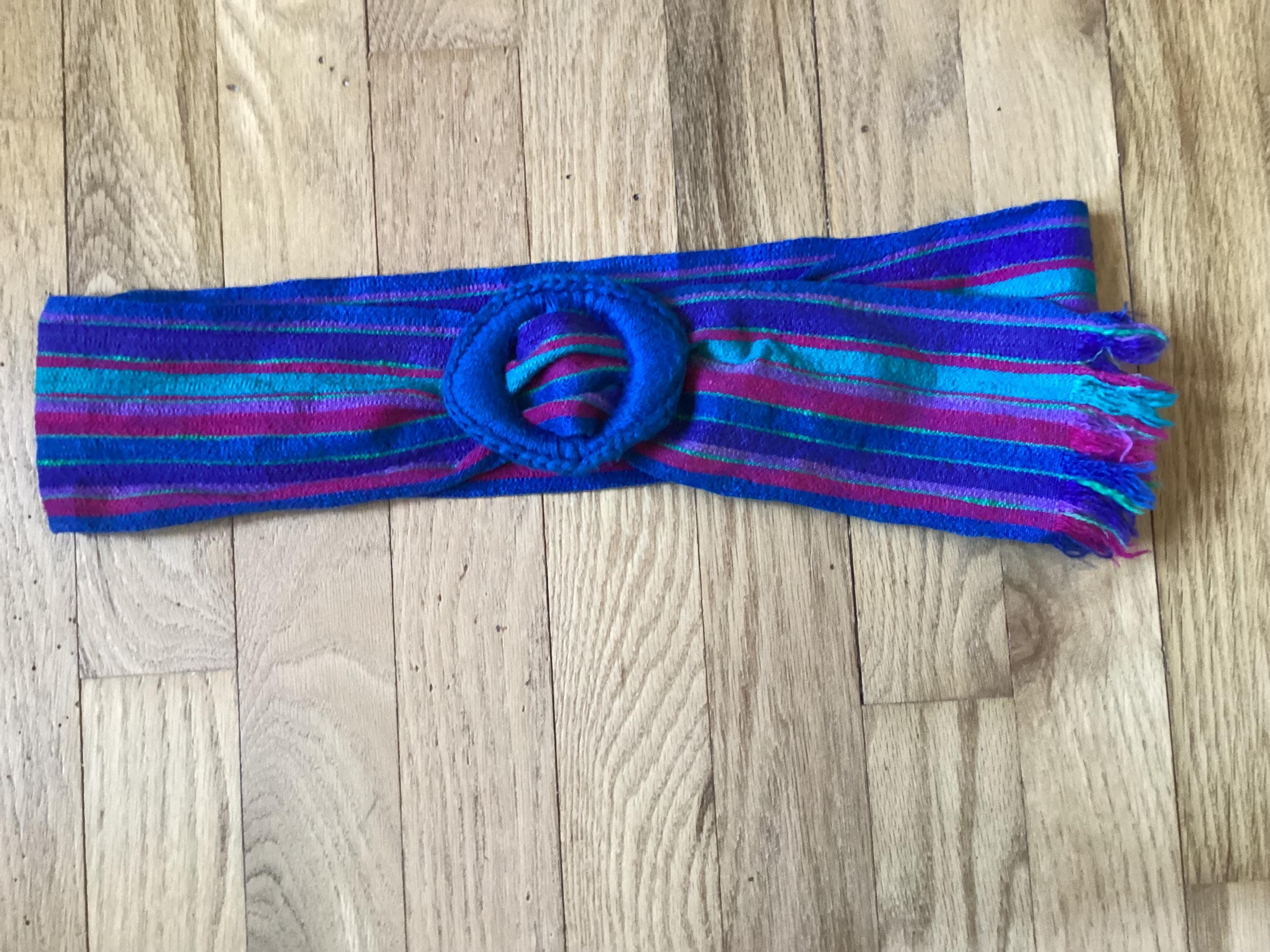 Sale***vintage LIZ CLAIBORNE BELT Colorful Striped Fabric  display picture 1