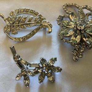 3 Vintage RHINESTONE BROOCHES   3 Gifts in One