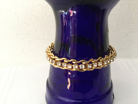 Vintage RHINESTONE Tennis Bracelet   Goldtone And… - image 8