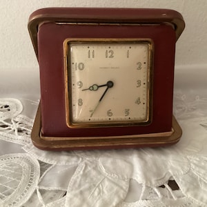 Sale***Rare Running Vintage PHINNEY - WALKER CLOCK  Hand Wind Travel Alarm Clock  Fold Down Case