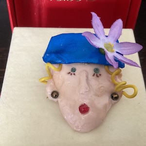 Sale***Unique Vintage LADY BROOCH in Original Talbots Box   Older Lady With Pillbox Hat Brooch